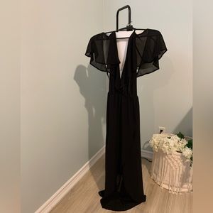 NWT-Romeo & Juliet Couture Sexy Black Sheer Faux Wrap Maxi Dress